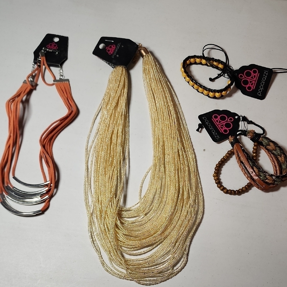 Paparazzi Gold and Orange Necklace Set